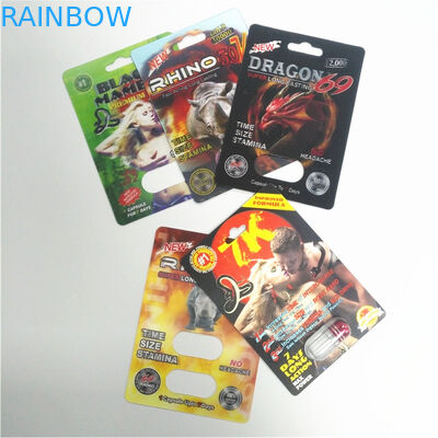 Thuốc tăng cường sinh lực nam Bao bì đóng gói Rhino Series 3D Thẻ Capsule
