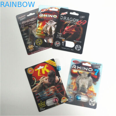 Thuốc tăng cường sinh lực nam Bao bì đóng gói Rhino Series 3D Thẻ Capsule