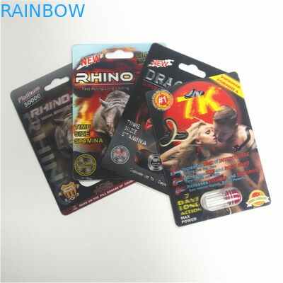Rhino Pill Capsule Vỉ bao bì Thẻ Hiển thị Hộp Nam Tăng cường hiệu suất tình dục