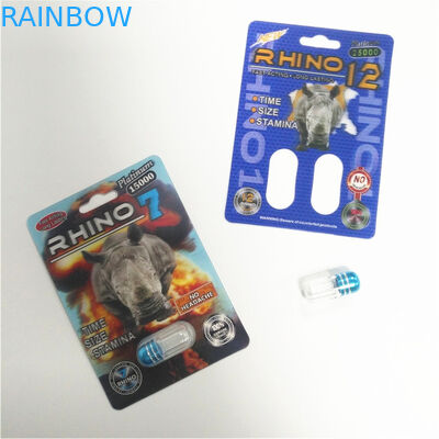 Hiệu suất tình dục của nam giới Tăng cường bao bì Viên thuốc 3D Thẻ Rhino Container Bullet
