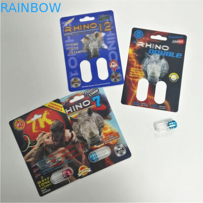 Giấy nghệ thuật Thẻ 3D Rhino Container Bullet Nam Hiệu suất tình dục Tăng cường Bao bì Thuốc