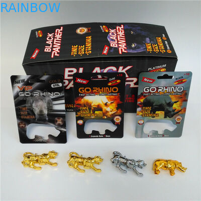 Go Rhino Men Thuốc tăng cường cho thuốc vỉ Bao bì với chai Rhino Hình vỉ
