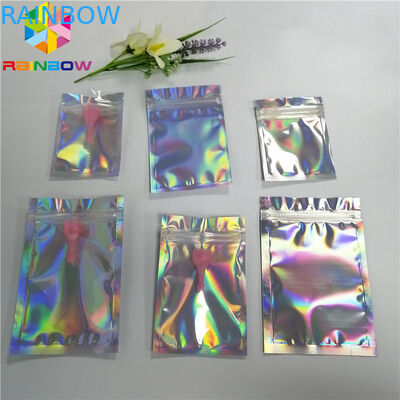 Long lanh Flash Star Hologram Mylar Ziplock Túi Glossy Three Side Seal Mặt nạ đóng gói