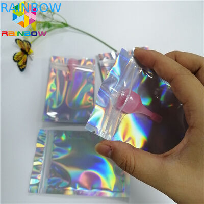 Rõ ràng Mặt trước Túi hologram Lá Bao bì Ba túi Túi có thể tái chế Ziplock