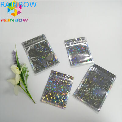 Hologram Lá Túi Bao bì Heat Seal Star Flash Mylar Nhựa Ba mặt túi Zipper Zipper