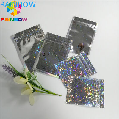 Hologram Lá Túi Bao bì Heat Seal Star Flash Mylar Nhựa Ba mặt túi Zipper Zipper