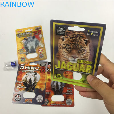 RHINO 8/11/25 Hiển thị vỉ vỉ đóng gói Hiệu suất tăng cường nam Thuốc chứa 3d rỗng