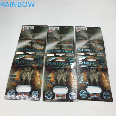 Rhino 7 5000 Capsule Blister Bao bì Thẻ 3D Giấy Nam Thuốc kích dục Hiển thị Hộp