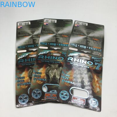 Rhino 7 5000 Capsule Blister Bao bì Thẻ 3D Giấy Nam Thuốc kích dục Hiển thị Hộp