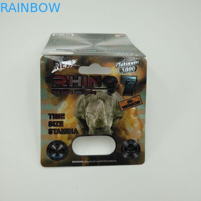 Rhino 7 5000 Capsule Blister Bao bì Thẻ 3D Giấy Nam Thuốc kích dục Hiển thị Hộp