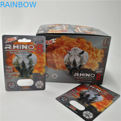 Rhino Series 3D Bao bì thẻ vỉ Rhino 9K / 7/12 cho viên thuốc tăng cường nam
