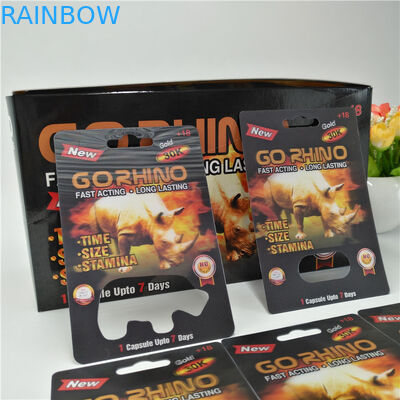 Go Rhino 3D Card Thuốc tăng cường Nam Đóng gói, Viên nang tình dục Đóng gói Tái chế