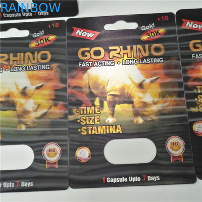 Go Rhino 3D Card Thuốc tăng cường Nam Đóng gói, Viên nang tình dục Đóng gói Tái chế