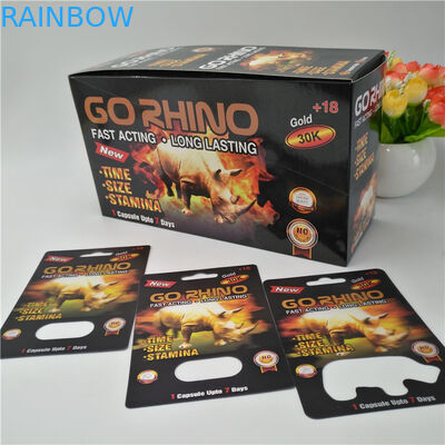 Go Rhino 3D Card Thuốc tăng cường Nam Đóng gói, Viên nang tình dục Đóng gói Tái chế