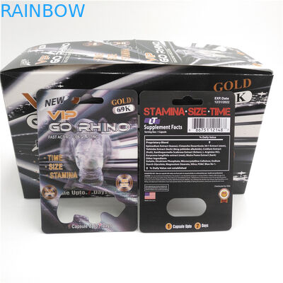 Go Rhino 3D Card Thuốc tăng cường Nam Đóng gói, Viên nang tình dục Đóng gói Tái chế