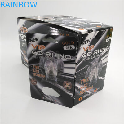 Go Rhino 3D Card Thuốc tăng cường Nam Đóng gói, Viên nang tình dục Đóng gói Tái chế