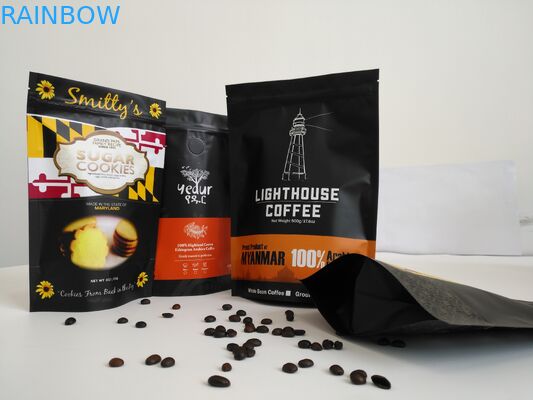 Ống đồng in túi nhôm, cà phê xay đứng túi dây kéo có van