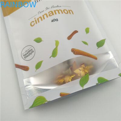 40g Quế đứng lên Ziplock Túi bao bì thực phẩm Cửa sổ trong suốt Chất liệu PET / PE