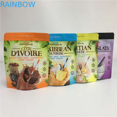 200g Nhôm Zipper Stand Up Túi đóng gói In ống đồng tùy chỉnh cho Protein