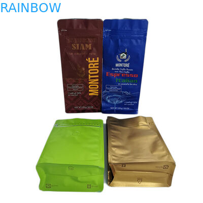 Túi nhôm bọc kín bằng nhiệt nhôm, túi đựng cà phê đáy phẳng có nắp đậy