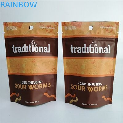 Nhôm Lá Weed Cookie CBD 3x4 Đứng lên Zipper Zipper