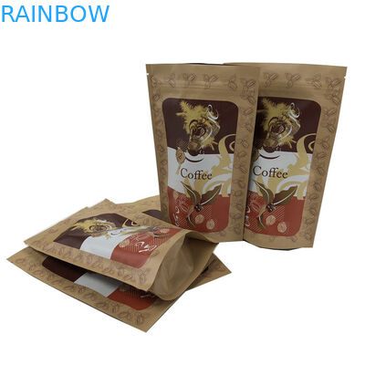 Nhà máy nông nghiệp có sẵn Bao bì giấy Kraft Túi thực phẩm Đứng lên Bauug cho đậu coffe / ngũ cốc bột yến mạch