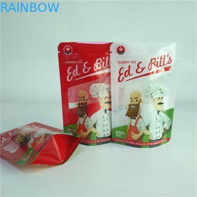 In kỹ thuật số Túi bao bì kẹo 100mg CBD Kẹo cao su đứng lên với cửa sổ rõ ràng