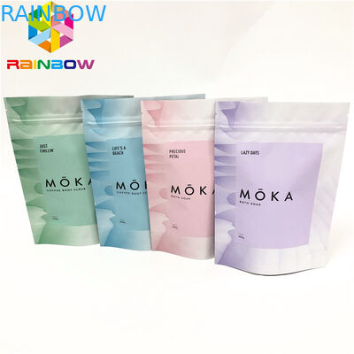 Túi đứng giấy nhiều lớp với túi ziplock in ấn tùy chỉnh cho túi đóng gói tùy chỉnh đồ ăn nhẹ / tẩy tế bào chết