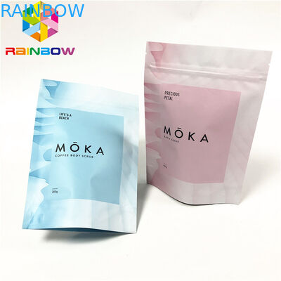 Túi đứng giấy nhiều lớp với túi ziplock in ấn tùy chỉnh cho túi đóng gói tùy chỉnh đồ ăn nhẹ / tẩy tế bào chết