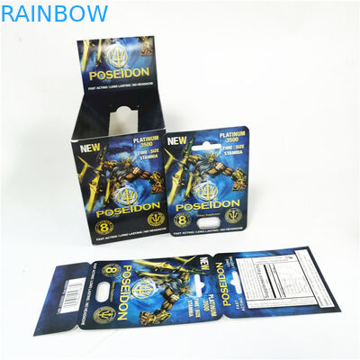 Hiển thị thẻ giấy in tùy chỉnh tăng cường hiệu suất tình dục cho nam Hộp thẻ Poseidon màu đỏ