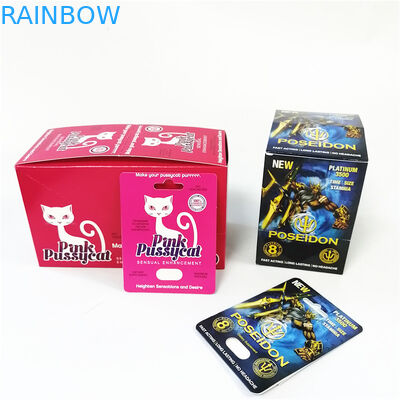 Thẻ hộp giấy màu hồng Pussycat Dập nổi Dập nóng tăng cường gợi cảm bao bì vỉ hộp hiển thị thẻ