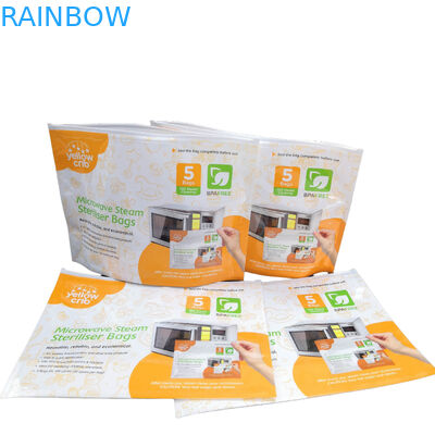 Túi tiệt trùng vi sóng có thể tái sử dụng bằng hơi nước BPA Free Baby Care With Ziplock Top