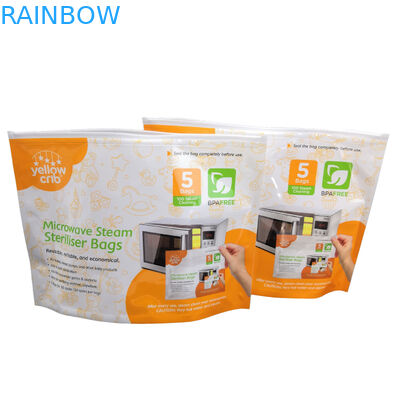 Túi tiệt trùng vi sóng có thể tái sử dụng bằng hơi nước BPA Free Baby Care With Ziplock Top