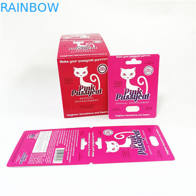 Hiển thị thẻ giấy in tùy chỉnh xé hộp dòng khía Hộp thẻ Pussycat màu hồng