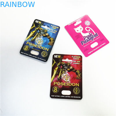 Thẻ giấy hiển thị in ấn tùy chỉnh xé hộp có vạch khía Hộp thẻ Pussycat màu hồng với vỉ