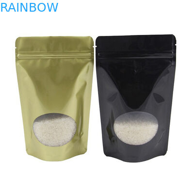 Túi đựng Ziplock bằng vàng có thể tái chế tùy chỉnh với giấy nhôm có cửa sổ trong suốt cho kẹo cà phê nhân trà