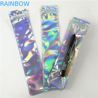 Túi phẳng hình ba chiều bằng nhựa được in tùy chỉnh có dây kéo cho bao bì bút trang điểm