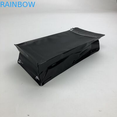 Giấy bạc nhôm đen mờ được in tùy chỉnh 250g 1kg 12oz với túi đựng cà phê đáy phẳng Ziplock