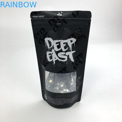 Giấy nhôm đen mờ được in tùy chỉnh 250g 1kg 12oz có túi đựng Ziplock đứng với túi cửa sổ rõ ràng