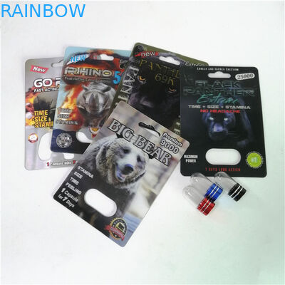 Thuốc tăng cường tình dục Bao bì Rhino Max 150K Vỉ 3D với hộp giấy cho viên nang tình dục dạng bột