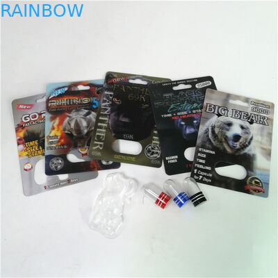 Thuốc tăng cường tình dục Bao bì Rhino Max 150K Vỉ 3D với hộp giấy cho viên nang tình dục dạng bột
