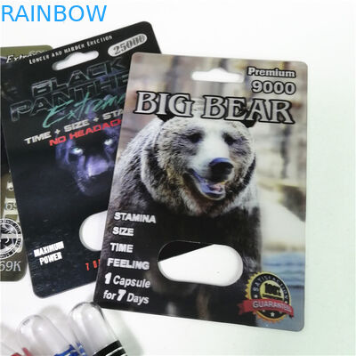 Thuốc tăng cường tình dục Bao bì Rhino Max 150K Vỉ 3D với hộp giấy cho viên nang tình dục dạng bột