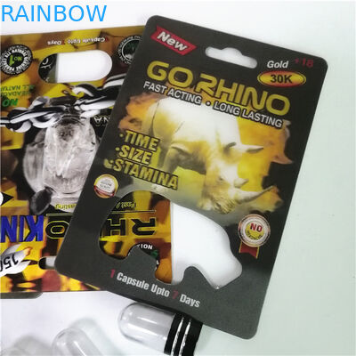Thuốc tăng cường tình dục Bao bì Rhino Max 150K Vỉ 3D với hộp giấy cho viên nang tình dục dạng bột