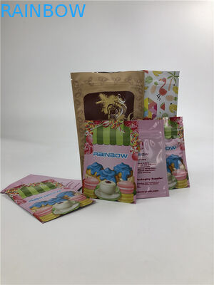 3.5g Dây kéo bằng nhựa Túi phẳng Giấy nhôm Bề mặt bóng Ba mặt Túi kín cho bánh quy / thịt dừa / quả hạch