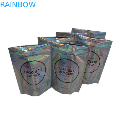 In tùy chỉnh Zip Lock Túi phẳng cho mũ nón Túi nhựa Mylar nhiều lớp Holographic