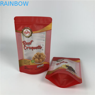 Số lượng nhỏ in kỹ thuật số cookie bánh quy snack thịt bò khô bao bì đứng lên túi có dây kéo với cửa sổ rõ ràng