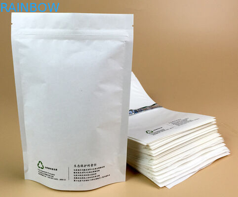 Cấp thực phẩm có thể phân hủy sinh học Hình vuông phía dưới cùng Gusset Cà phê Trà Kraft Túi giấy Mylar Túi có dây buộc thiếc cho gói bỏng ngô