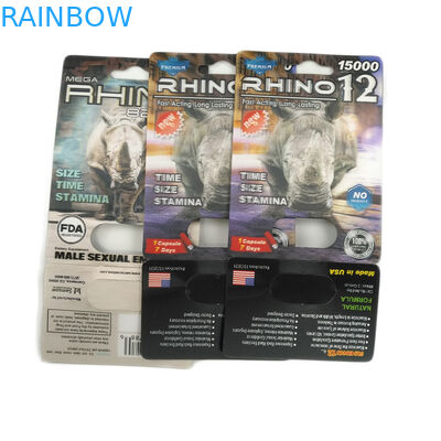 Stiff Rox Male Enhancement Pill Rhino 69 vỉ Hộp trưng bày thẻ 3d