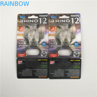 Stiff Rox Male Enhancement Pill Rhino 69 vỉ Hộp trưng bày thẻ 3d