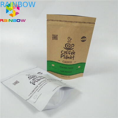 Túi giấy đứng với logo tùy chỉnh Bao bì giấy Kraft nâu có thể uốn lại cho hạt cà phê